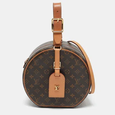 Pre-owned Louis Vuitton Monogram Canvas Petite Boite Chapeau Bag In Brown