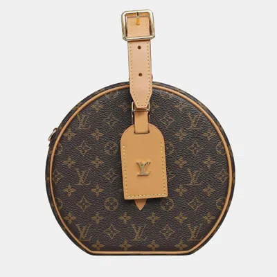 Pre-owned Louis Vuitton Monogram Canvas Petite Boite Chapeau Bag In Brown