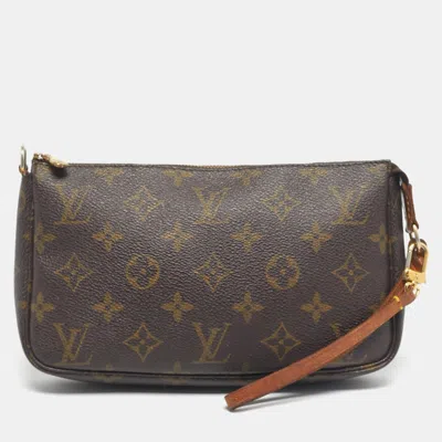 Pre-owned Louis Vuitton Monogram Canvas Pochette Accessoires Bag In Brown