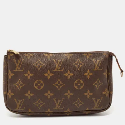 Pre-owned Louis Vuitton Monogram Canvas Pochette Accessoires In Brown