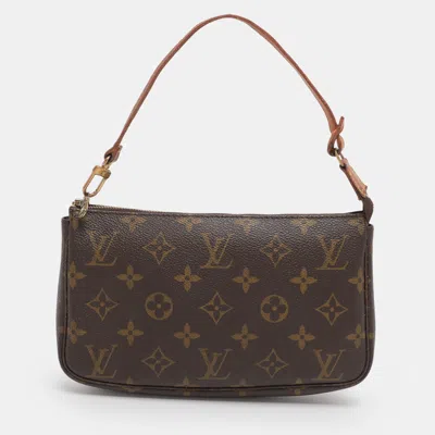 Pre-owned Louis Vuitton Monogram Canvas Pochette Accessoires In Brown