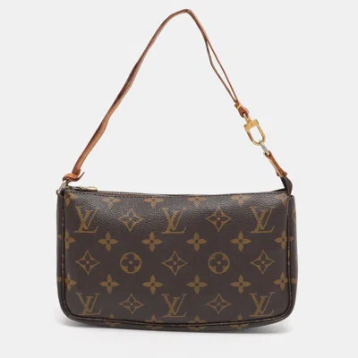 Pre-owned Louis Vuitton Monogram Canvas Pochette Accessoires In Brown