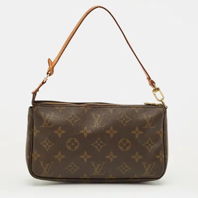 Pre-owned Louis Vuitton Monogram Canvas Pochette Accessoires In Brown
