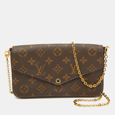 Pre-owned Louis Vuitton Monogram Canvas Pochette Felicie Bag In Brown