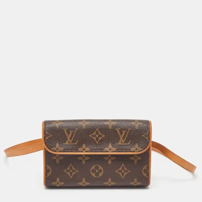 Pre-owned Louis Vuitton Monogram Canvas Pochette Florentine Belt Bag In Brown