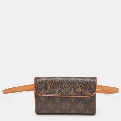 Pre-owned Louis Vuitton Monogram Canvas Pochette Florentine Belt Bag In Brown