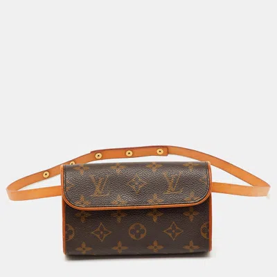 Pre-owned Louis Vuitton Monogram Canvas Pochette Florentine Belt Bag In Brown