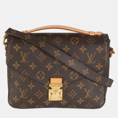 Pre-owned Louis Vuitton Monogram Canvas Pochette Metis In Brown