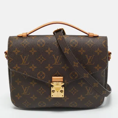 Pre-owned Louis Vuitton Monogram Canvas Pochette Metis Bag In Brown