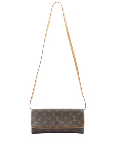 Pre-owned Louis Vuitton Monogram Canvas Pochette Twin (authentic ) In Brown