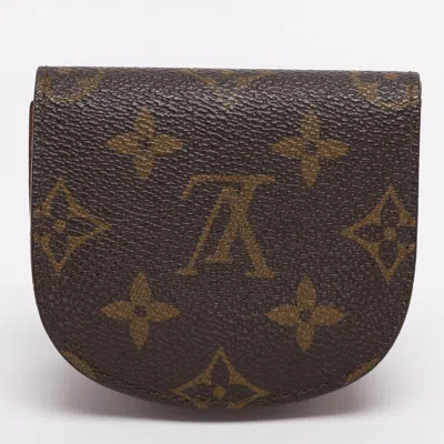 Pre-owned Louis Vuitton Monogram Canvas Porte-monnaie Gousset Coin Purse In Brown