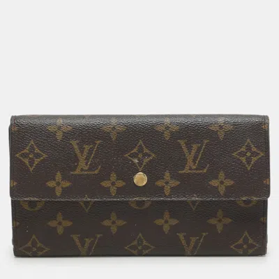Pre-owned Louis Vuitton Monogram Canvas Porte-tresor International Wallet In Brown