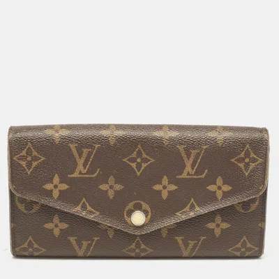 Pre-owned Louis Vuitton Monogram Canvas Sarah Wallet In Brown