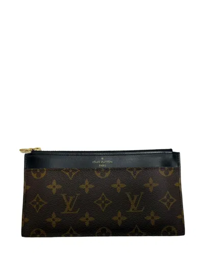 Pre-owned Louis Vuitton Monogram Canvas Slim Purse In Brown