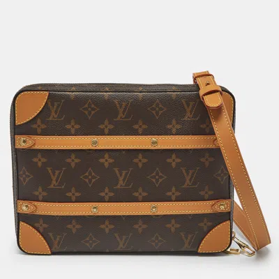 Pre-owned Louis Vuitton Monogram Canvas Soft Trunk Messenger Pm Bag In Brown