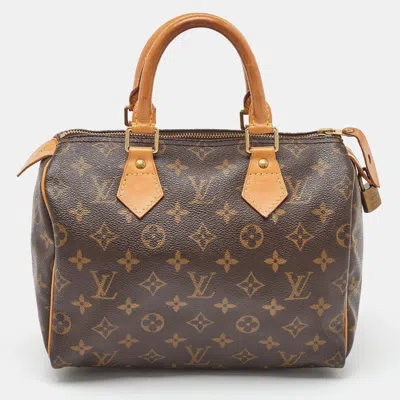 Pre-owned Louis Vuitton Monogram Canvas Speedy 25 Bag In Brown