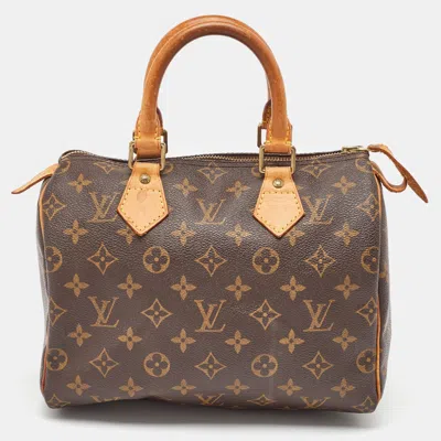 Pre-owned Louis Vuitton Monogram Canvas Speedy 25 Bag In Brown