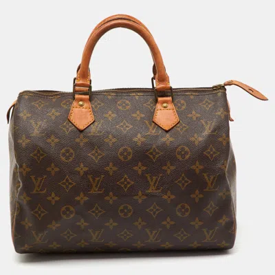 Pre-owned Louis Vuitton Monogram Canvas Speedy 30 Bag In Brown