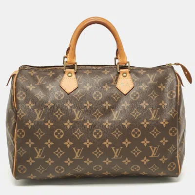 Pre-owned Louis Vuitton Monogram Canvas Speedy 35 Bag In Brown