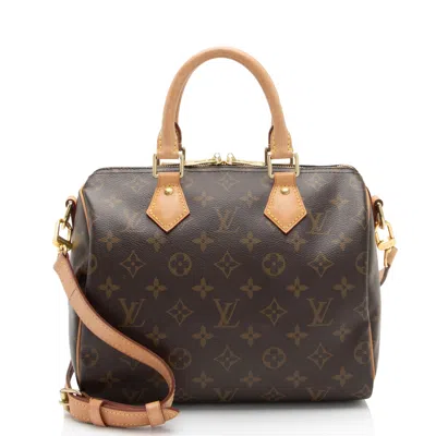 Pre-owned Louis Vuitton Monogram Canvas Speedy Bandouliere 25 Satchel In Brown