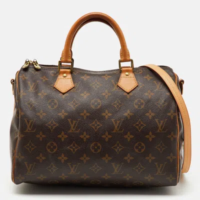 Pre-owned Louis Vuitton Monogram Canvas Speedy Bandouliere 30 Bag In Brown