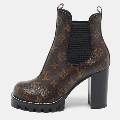Pre-owned Louis Vuitton Monogram Canvas Star Trail Ankle Boots Size 37