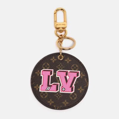 Pre-owned Louis Vuitton Monogram Canvas Stories Heart Round Key Holder And Bag Charm