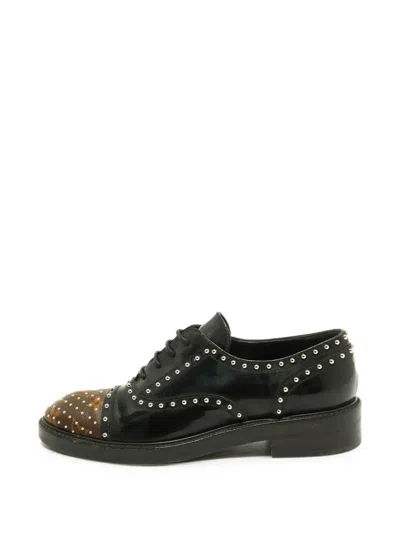 Pre-owned Louis Vuitton Monogram Canvas Studded Oxford Shoes In Black
