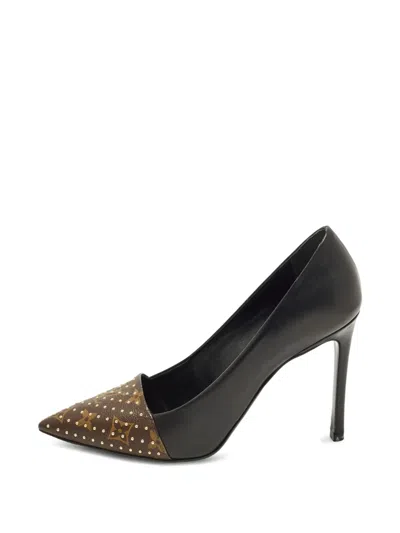 Pre-owned Louis Vuitton Monogram Canvas Studded Pumps In Black