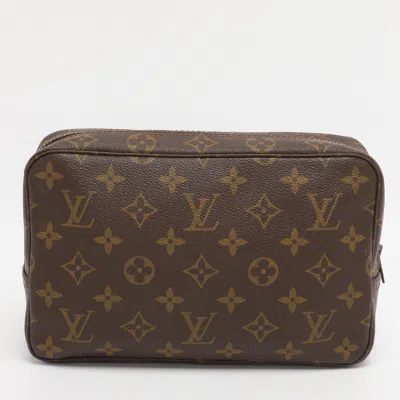 Pre-owned Louis Vuitton Monogram Canvas Trousse Toilette 23 Cosmetic Case In Brown