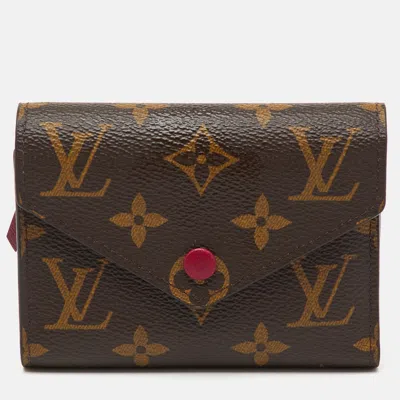Pre-owned Louis Vuitton Monogram Canvas Victorine Wallet In Brown