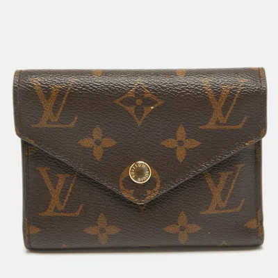 Pre-owned Louis Vuitton Monogram Canvas Victorine Wallet In Brown