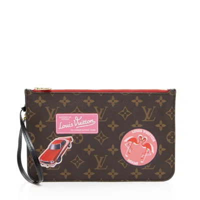 Pre-owned Louis Vuitton Monogram Canvas World Tour Neverfull Mm Pochette In Multi
