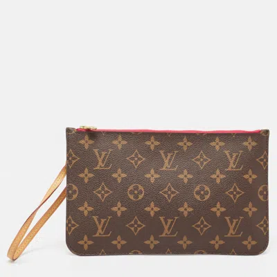 Pre-owned Louis Vuitton Monogram Canvas Zip Pouch In Brown