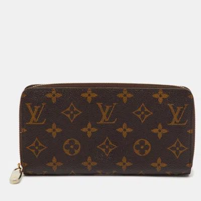 Pre-owned Louis Vuitton Monogram Canvas Zippy Wallet In Brown