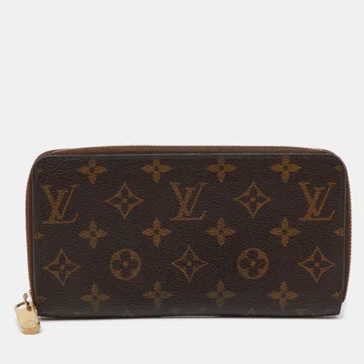 Pre-owned Louis Vuitton Monogram Canvas Zippy Wallet In Brown