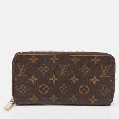 Pre-owned Louis Vuitton Monogram Canvas Zippy Wallet In Brown