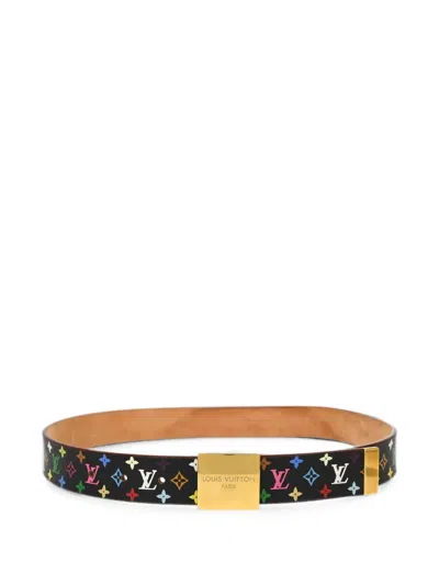 Pre-owned Louis Vuitton Monogram Ceinture Carre Belt In Black