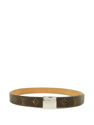 Pre-owned Louis Vuitton Monogram Ceinture Carre Belt In Brown