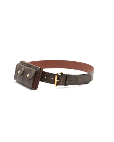 Pre-owned Louis Vuitton Monogram Ceinture Pochette Duo Belt In Brown