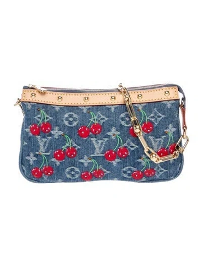 Pre-owned Louis Vuitton Monogram Cerises X Takashi Murakami Pochette Accessoires Bag 2025 In Blue