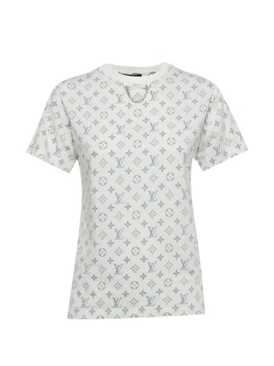 Pre-owned Louis Vuitton Monogram Chain-link T-shirt In White