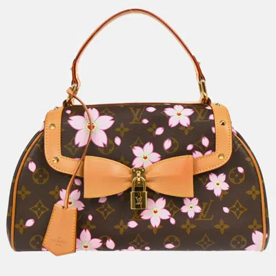 Pre-owned Louis Vuitton Monogram Cherry Blossom Sac Retro Pm Handbag In Brown