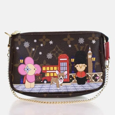 Pre-owned Louis Vuitton Monogram Christmas Animation Mini Pochette In Brown