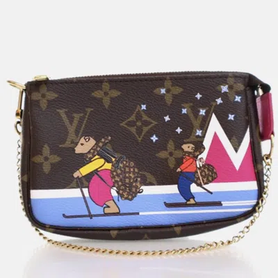 Pre-owned Louis Vuitton Monogram Christmas Animation Mini Pochette In Multi