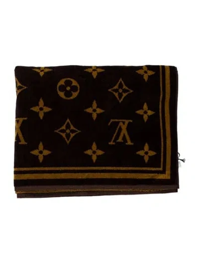 Pre-owned Louis Vuitton Monogram Classic Beach Towel In Brown