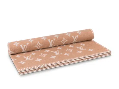 Pre-owned Louis Vuitton Monogram Classic Blanket In Beige In Sand