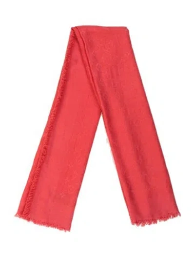 Pre-owned Louis Vuitton Monogram Classic Silk Shawl In Orange