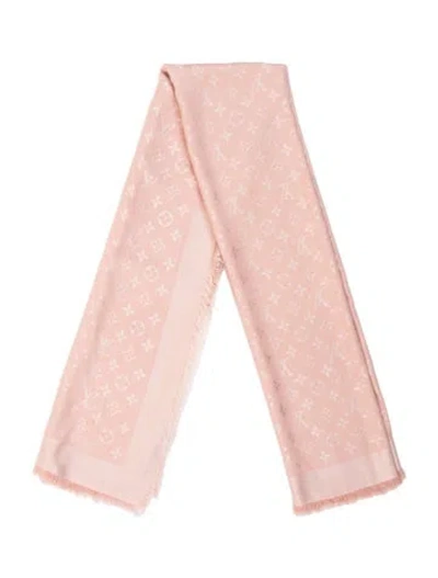 Pre-owned Louis Vuitton Monogram Classic Silk Shawl In Pink