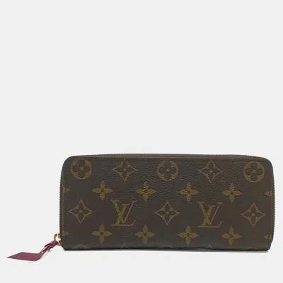 Pre-owned Louis Vuitton Monogram Clemence Zippy Wallet In Brown